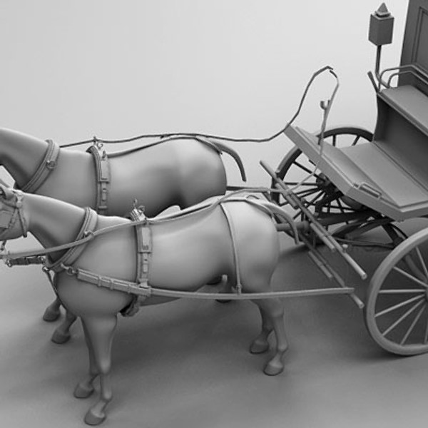 3d horse car carriage - Carriage and Horses 3ds by QLEE