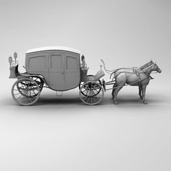 3d horse car carriage - Carriage and Horses 3ds by QLEE