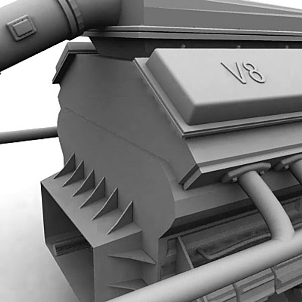3ds v8 engine - Modern car engine - untextured by QLEE