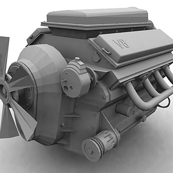 3ds v8 engine - Modern car engine - untextured by QLEE