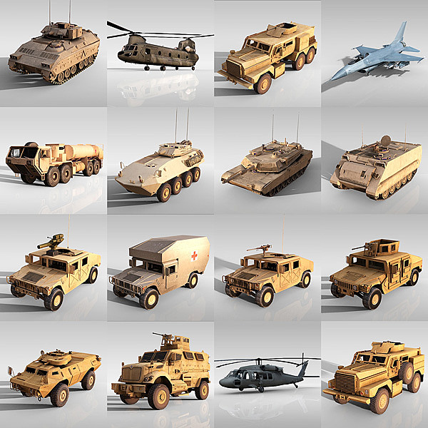 16 Military Vehicles 3D Models
