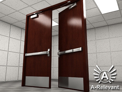 Double Door 1 Wood - RIGGED - detailed double door model - 3ds max2010 3D Models