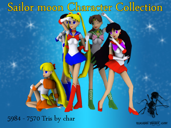 3d 5 sailors - 5 sailor moon characters by Blackant Master