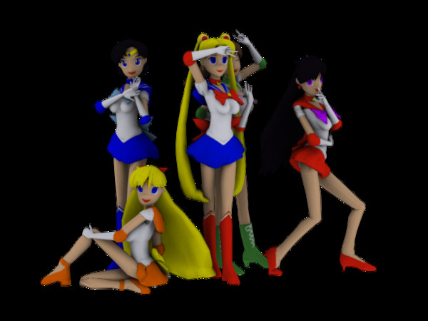 3d 5 sailors - 5 sailor moon characters by Blackant Master
