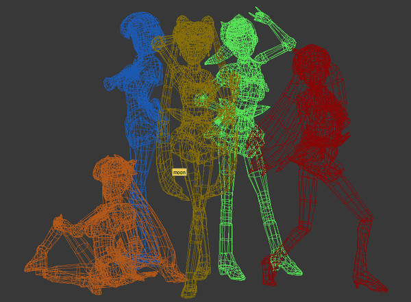3d 5 sailors - 5 sailor moon characters by Blackant Master