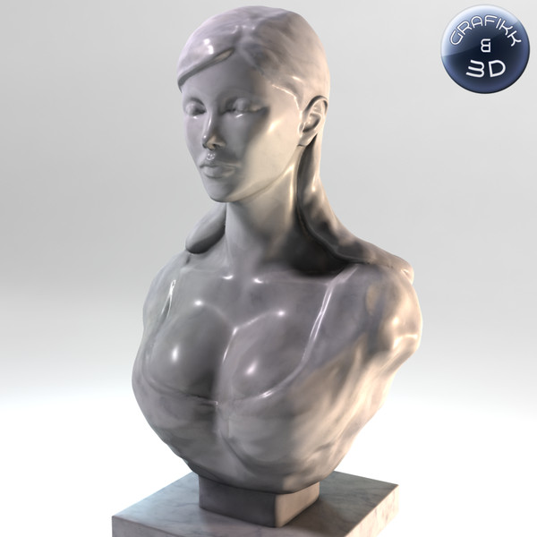 marble sculpture 3d model - Female Marble Bust by PolyTron