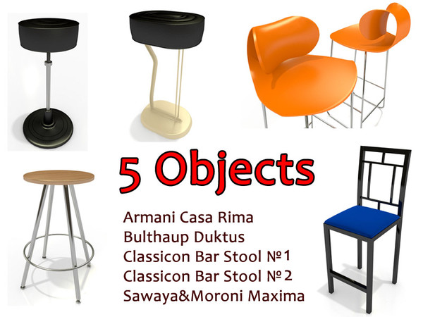 3d 5 maxima sawaya - 5 Barstools by 3DmakeWork