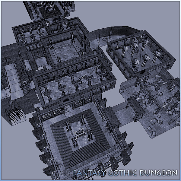 gothic fantasy dungeon 3d model - Fantasy Gothic Dungeon by mr_Necturus