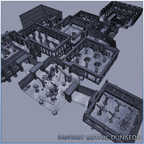gothic fantasy dungeon 3d model - Fantasy Gothic Dungeon by mr_Necturus