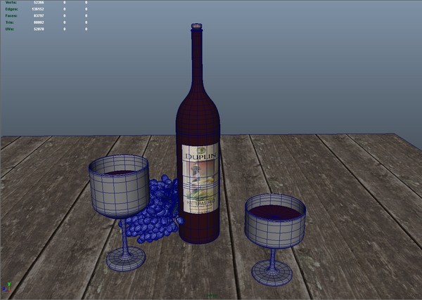 wine grapes glasses 3ds free - Wine,grapes and glasses by Quadcone