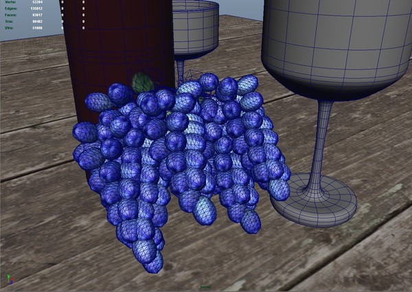wine grapes glasses 3ds free - Wine,grapes and glasses by Quadcone