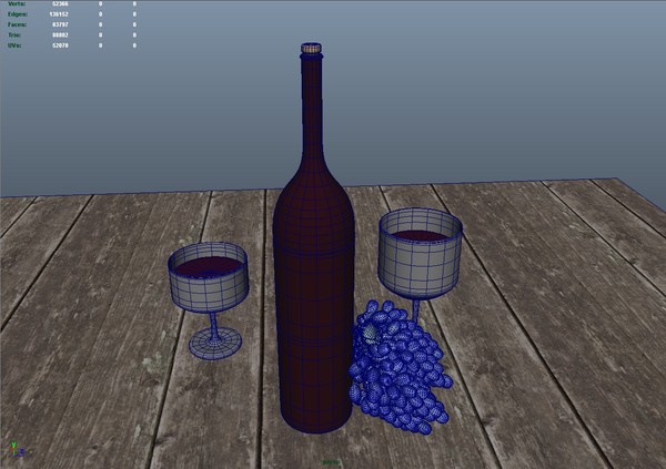 wine grapes glasses 3ds free - Wine,grapes and glasses by Quadcone