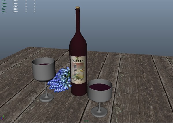 wine grapes glasses 3ds free - Wine,grapes and glasses by Quadcone