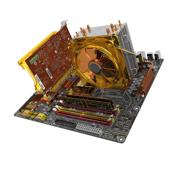 3d motherboard ga-ep45-dq6 gv-n220oc - GA-EP45-DQ6 Motherboard with GV-N220OC Video Card by 3DLocker