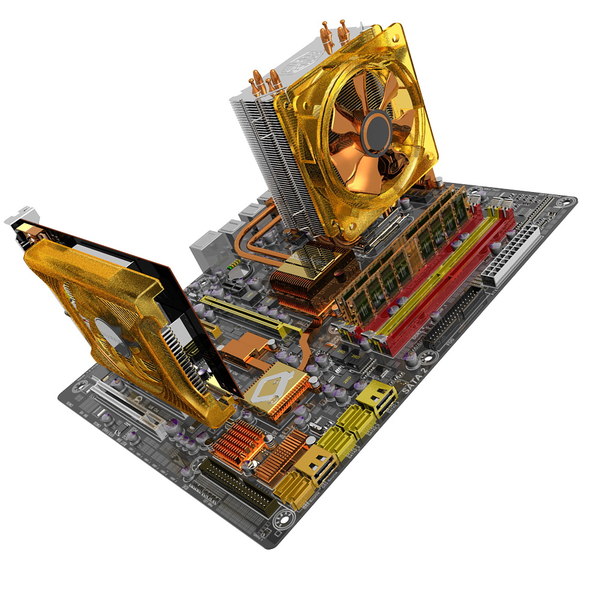 3d motherboard ga-ep45-dq6 gv-n220oc - GA-EP45-DQ6 Motherboard with GV-N220OC Video Card by 3DLocker