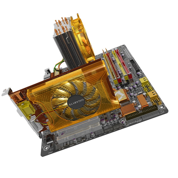 3d motherboard ga-ep45-dq6 gv-n220oc - GA-EP45-DQ6 Motherboard with GV-N220OC Video Card by 3DLocker