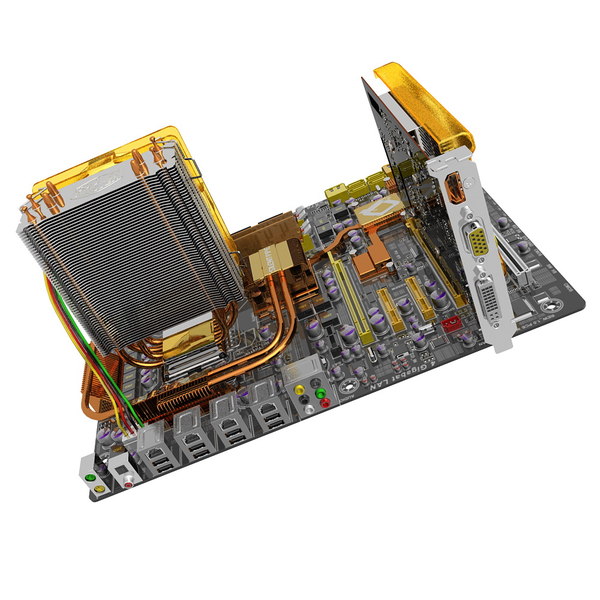 3d motherboard ga-ep45-dq6 gv-n220oc - GA-EP45-DQ6 Motherboard with GV-N220OC Video Card by 3DLocker