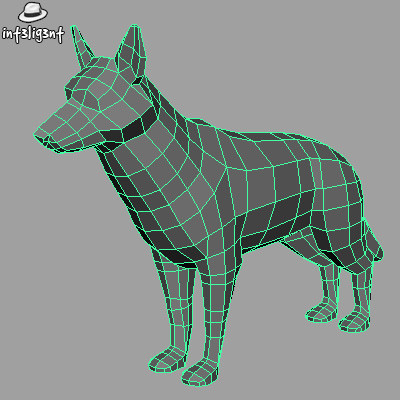 edge loop 3d model - Low Poly German Shepherd by Int3lig3nt