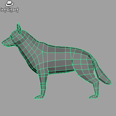 edge loop 3d model - Low Poly German Shepherd by Int3lig3nt