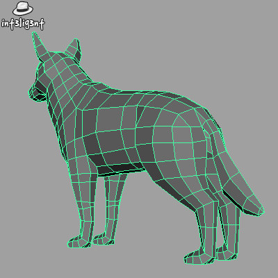 edge loop 3d model - Low Poly German Shepherd by Int3lig3nt