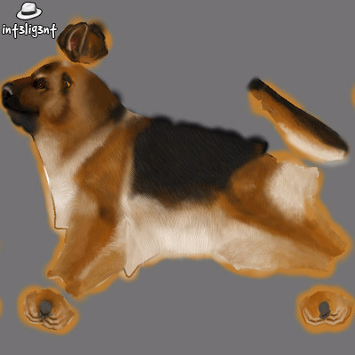 edge loop 3d model - Low Poly German Shepherd by Int3lig3nt