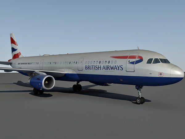 3d airbus a321 british model - Airbus A321 British Airways by Eric.Levi