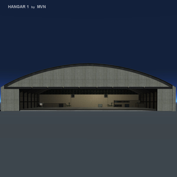 large hangar 3d model - Hangar 1 by mvn