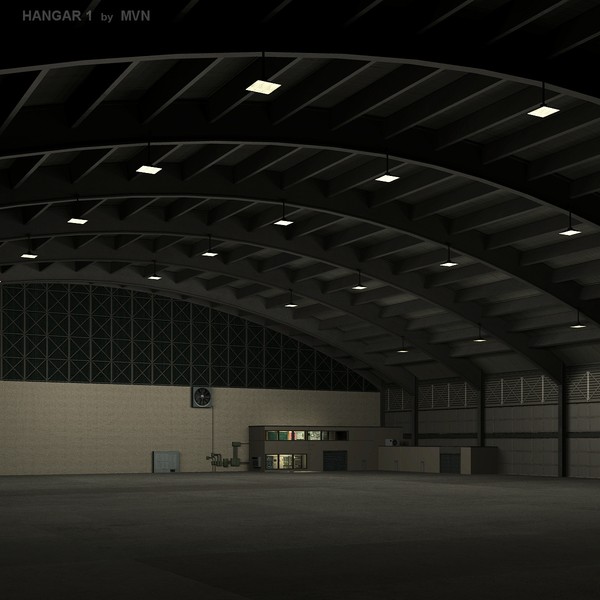 large hangar 3d model - Hangar 1 by mvn