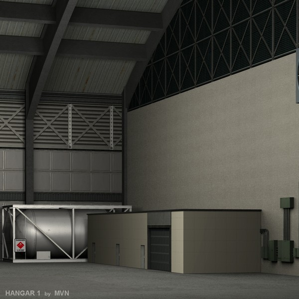 large hangar 3d model - Hangar 1 by mvn