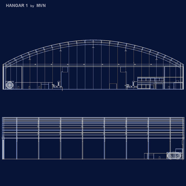 large hangar 3d model - Hangar 1 by mvn