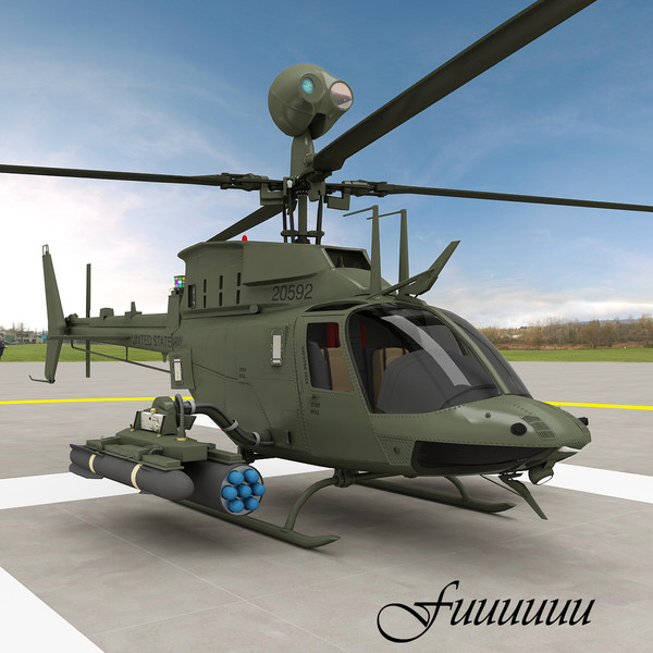 OH-58D Kiowa Warrior Helicopter 3D Models