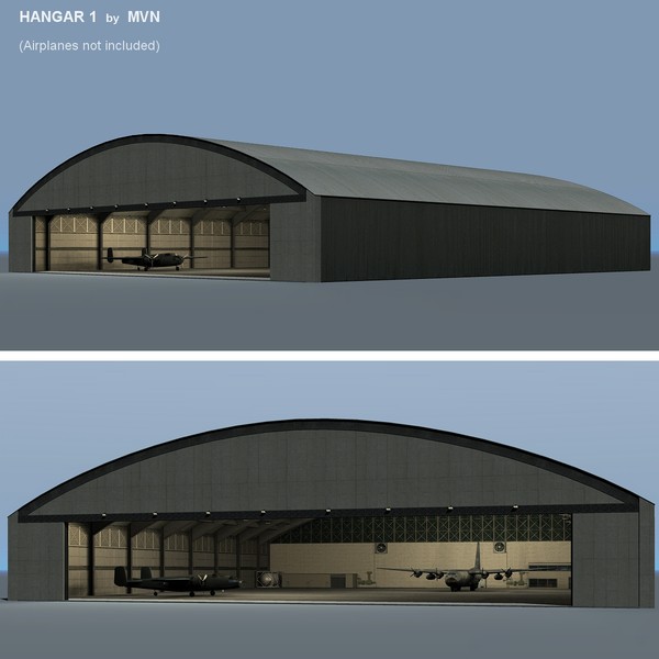 large hangar 3d model - Hangar 1 by mvn