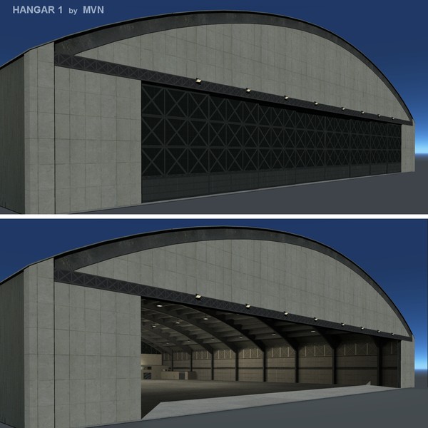 large hangar 3d model - Hangar 1 by mvn