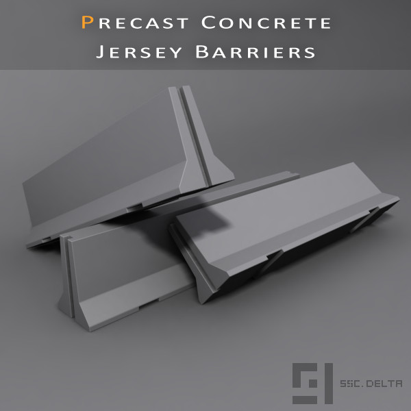 jersey barrier concrete precast 3d model - Precast Concrete Jersey Barrier by SSC.Delta