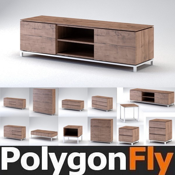 12 3d 3ds - Furniture_Set_01_(12_models) by PolygonFly