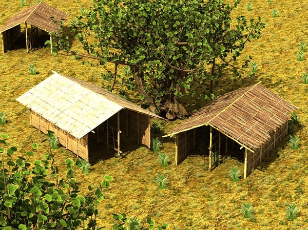 bamboo house textured 3D Models