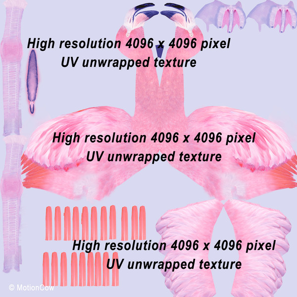 3d pink flamingo model - Flamingo Pink ( Folded Wings) by MotionCow