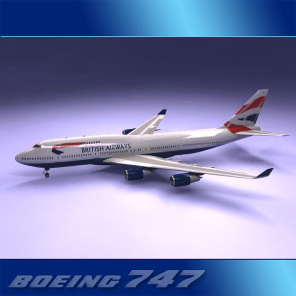 3d 747-400 airliner british airways model - Boeing 747-400 Airliner (British Airways) by PerspectX