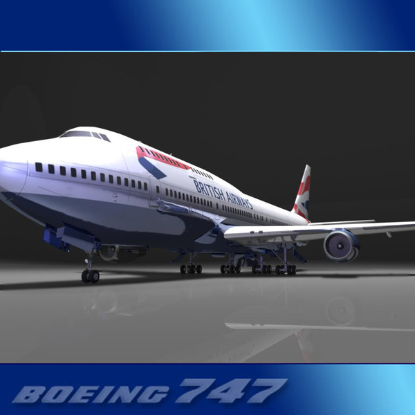 3d 747-400 airliner british airways model - Boeing 747-400 Airliner (British Airways) by PerspectX