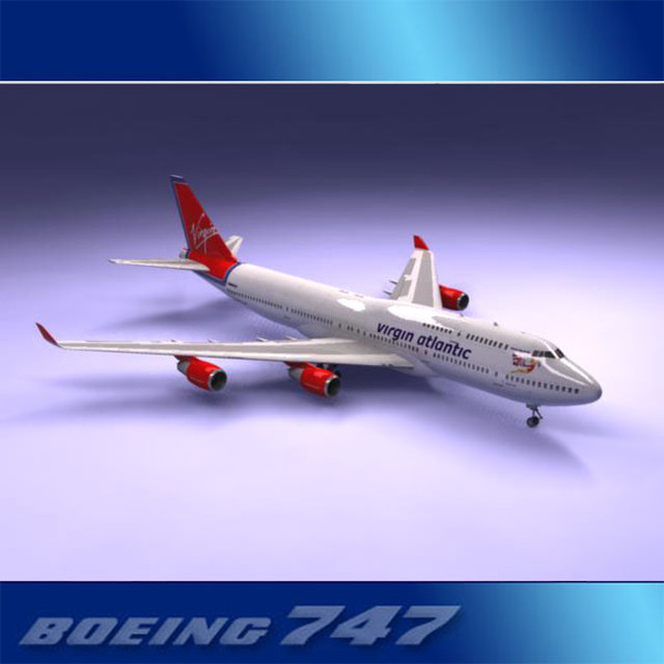 3d 747-400 airliner virgin 747 jumbo model - Boeing 747-400 Airliner (Virgin Airlines) by PerspectX