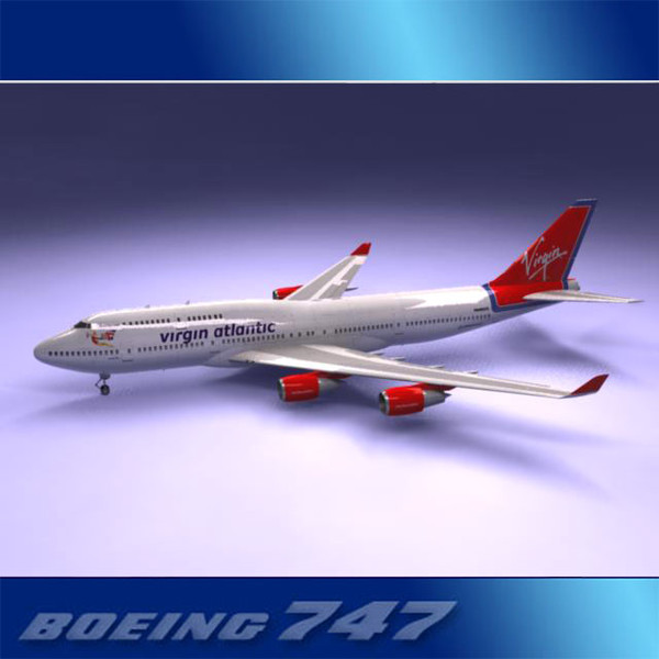 3d 747-400 airliner virgin 747 jumbo model - Boeing 747-400 Airliner (Virgin Airlines) by PerspectX