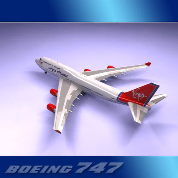 3d 747-400 airliner virgin 747 jumbo model - Boeing 747-400 Airliner (Virgin Airlines) by PerspectX