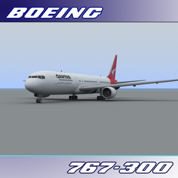 3d 767-300 qantas - Boeing 767-300 (Qantas) by PerspectX