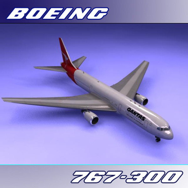 3d 767-300 qantas - Boeing 767-300 (Qantas) by PerspectX
