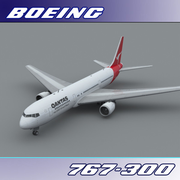 3d 767-300 qantas - Boeing 767-300 (Qantas) by PerspectX