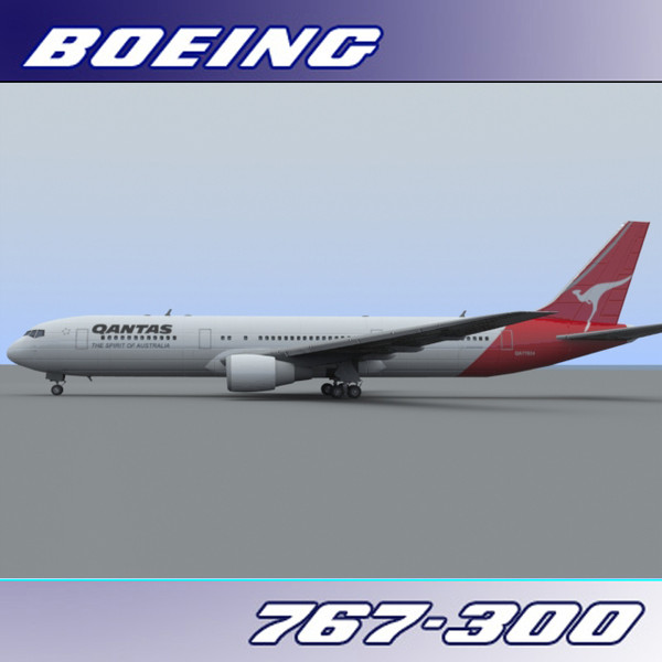 3d 767-300 qantas - Boeing 767-300 (Qantas) by PerspectX