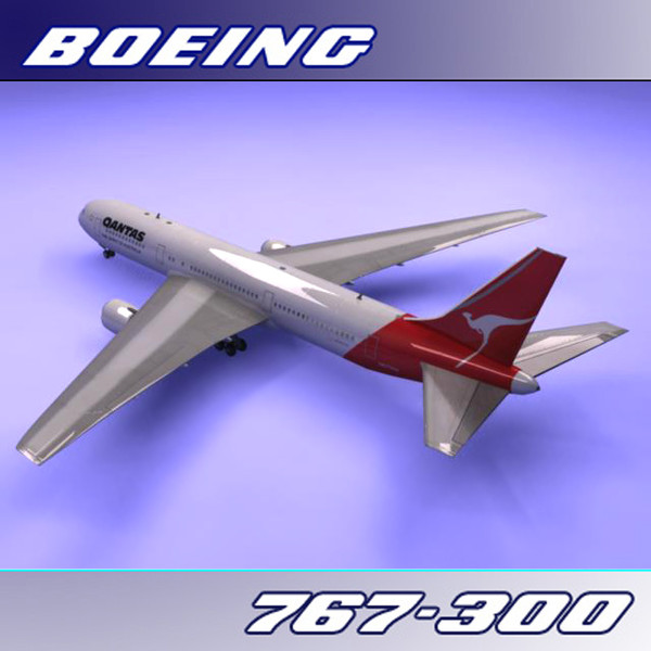 3d 767-300 qantas - Boeing 767-300 (Qantas) by PerspectX