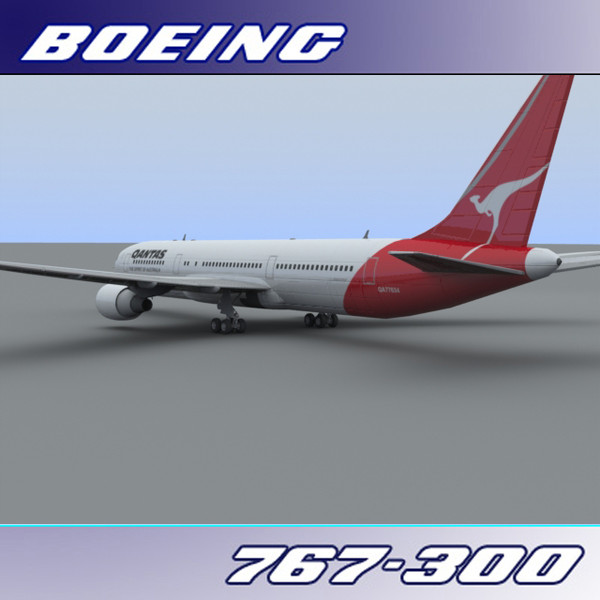 3d 767-300 qantas - Boeing 767-300 (Qantas) by PerspectX