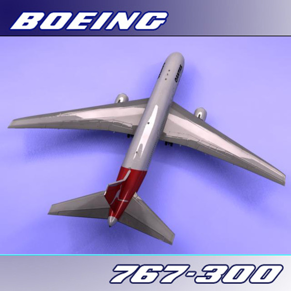 3d 767-300 qantas - Boeing 767-300 (Qantas) by PerspectX