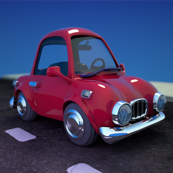 Cartoon Car Red 2 Door Sedan
